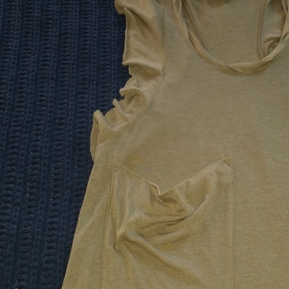 M. Rena Olive Green Racerback Ruffle Tunic Tank - Picture 2 of 4